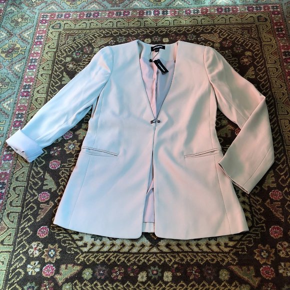 Exquisite Soft Beige Longline Blazer by Express - Size 0 - New with Tags - Picture 6 of 16